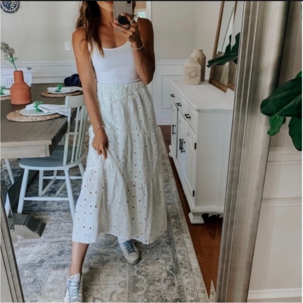 A New Day Eyelet Tiered Midi/Maxi Skirt Small